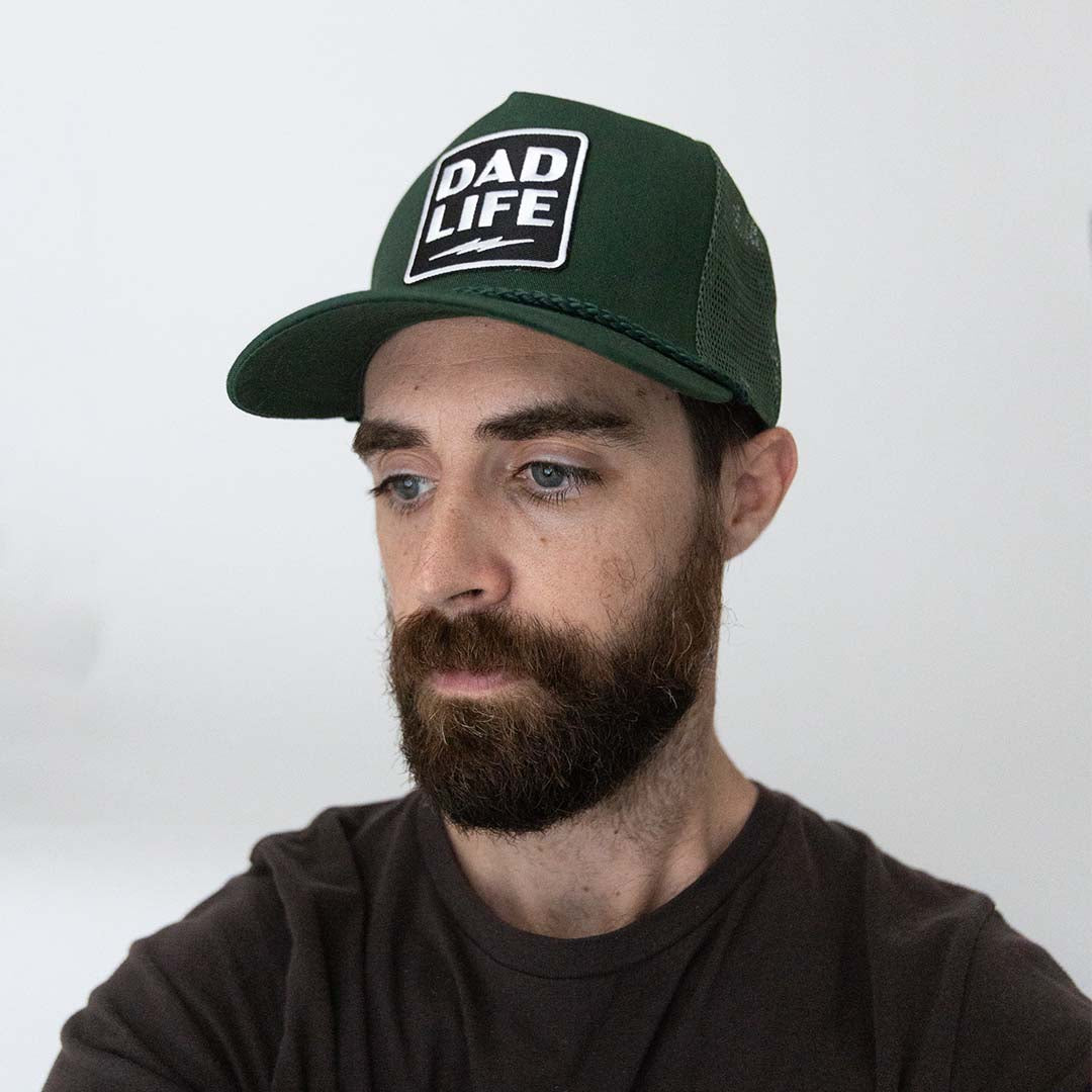 Dad Life Lightning Patch Trucker Hat (Green)