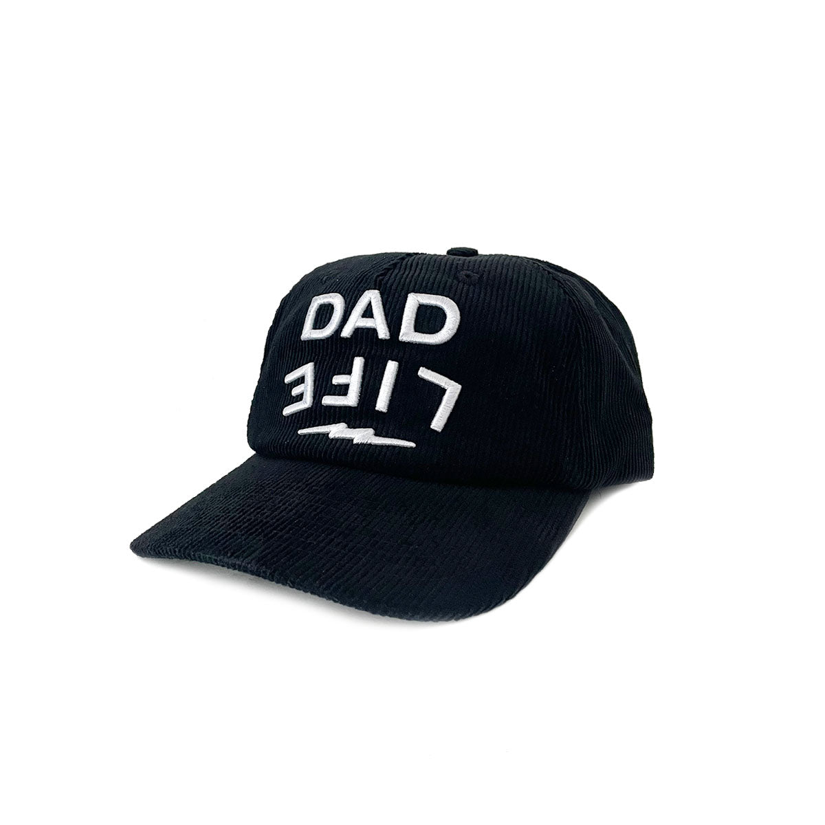 Dad life corduroy snapback hat black with lightning bolt