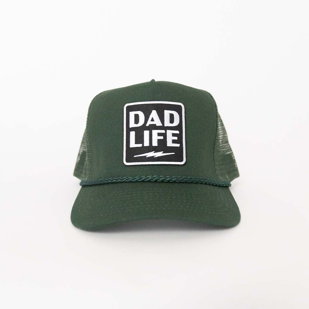 Dad Life Lightning Patch Trucker Hat (Green)