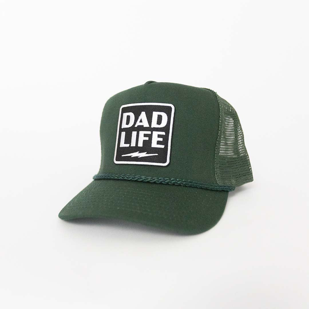 Dad Life Lightning Patch Trucker Hat (Green)