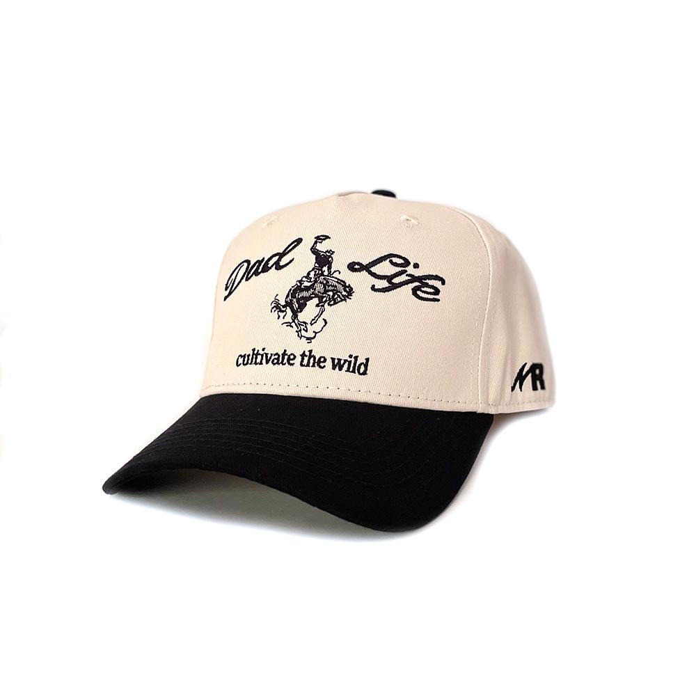 Dad life hat with horse duo tone black and cream snapback