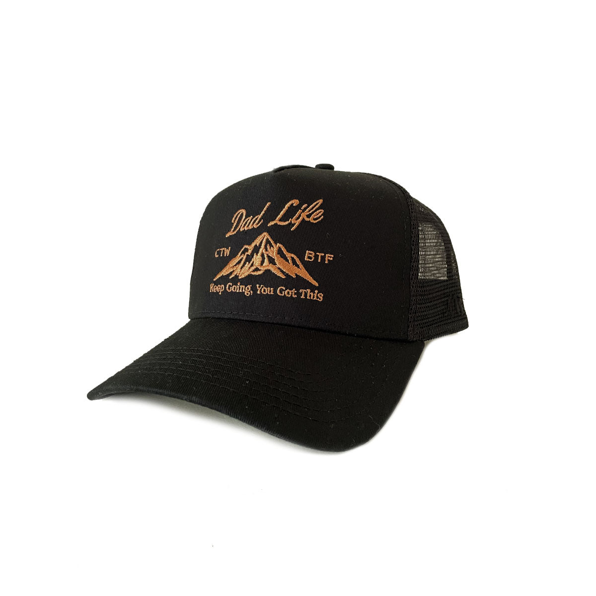 Dad life mountain trucker hat in black